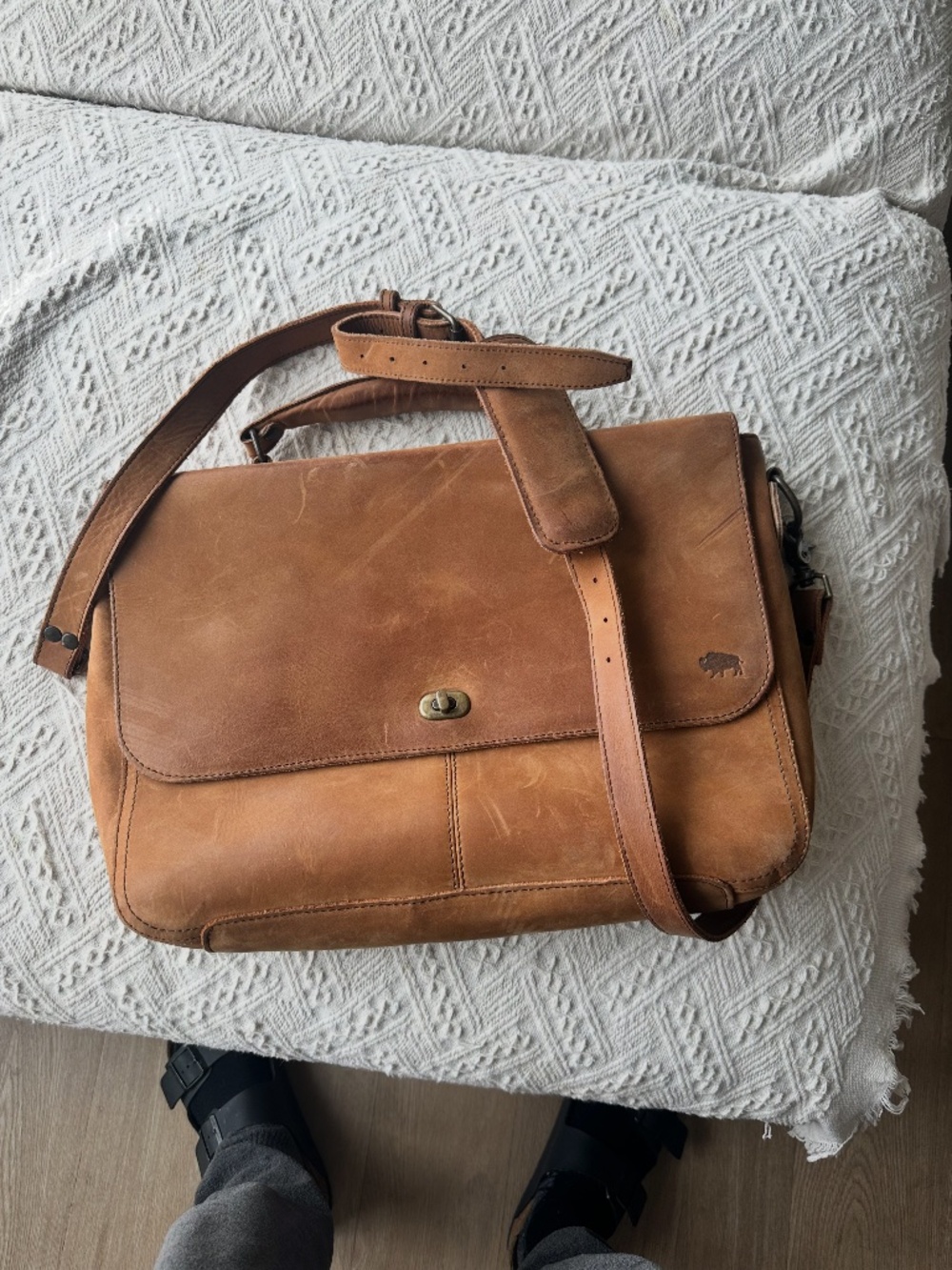 Vintage Buffalo Jackson Trading Co. Leather Messenger Bag Briefcase Laptop Satch